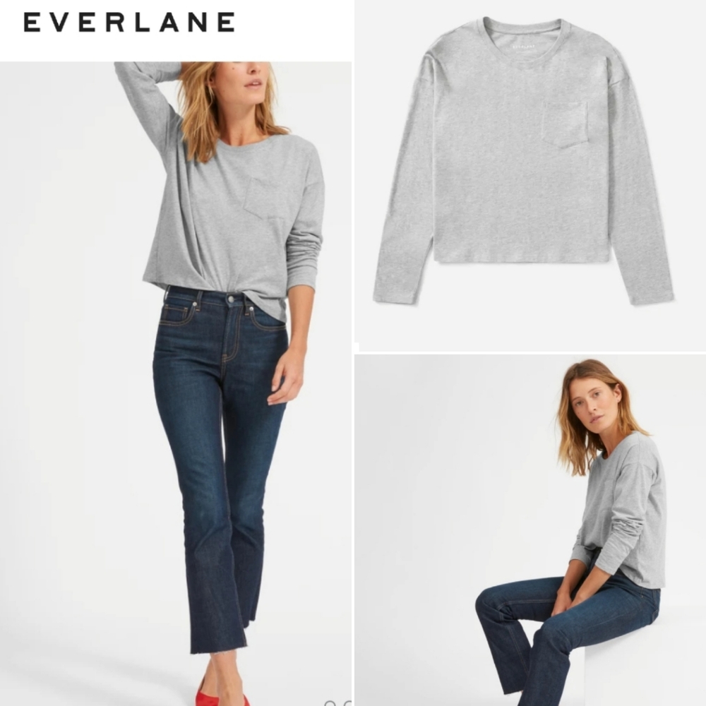 Nwt everlane box cut long sleeve gray
